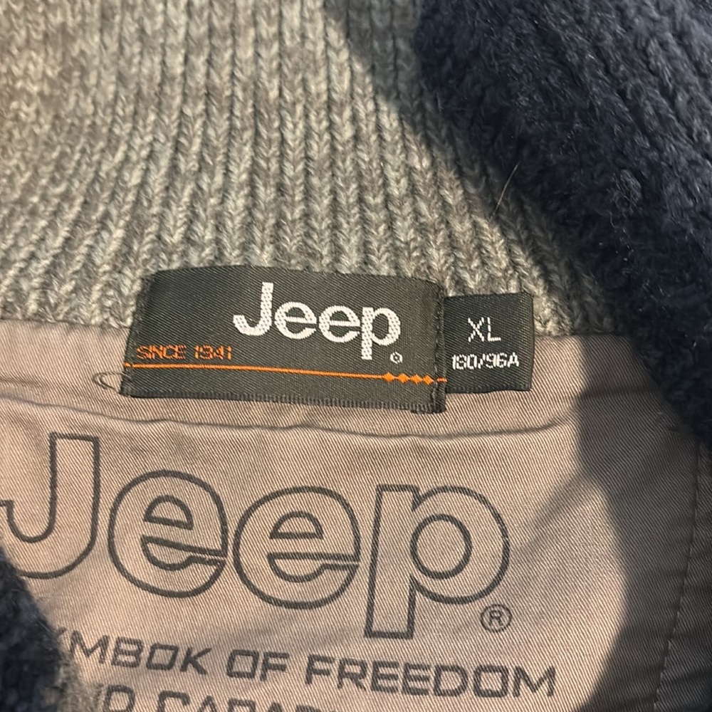 Jeep 100% Wool Striped Half Zip Sweater Blue Gray Pullover Men’s - Picture 7 of 10